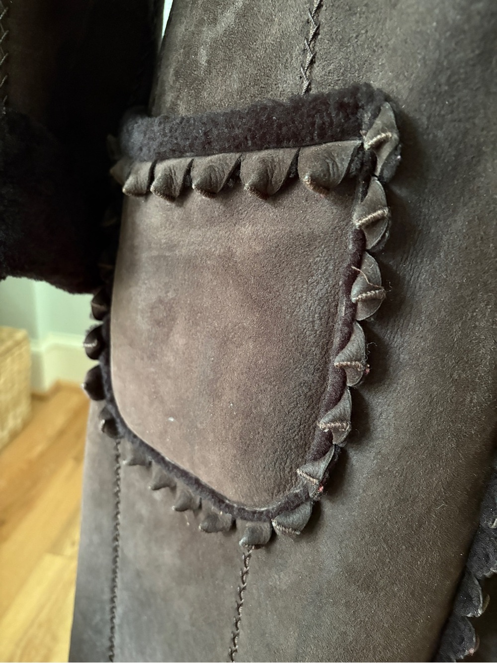 Vintage Dennis Basso Brown Shearling Long Coat - Picture 6 of 10